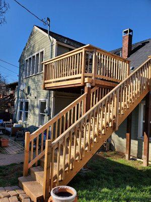 New cedar deck with french door off of master.