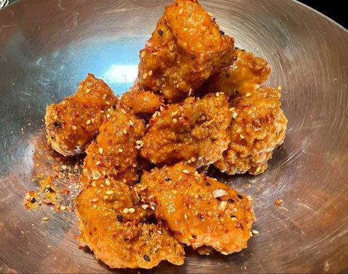 Our signature nuggets tossed in our house made buffalo sauce and sprinkled with our gochugaru sesame seasoning.