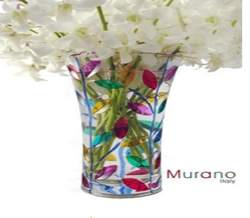 Murano Laurus Vase with Orchids by Hoogasian Flowers