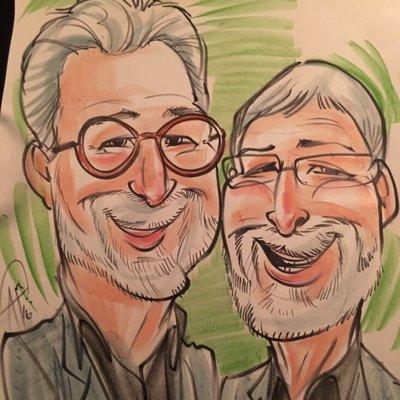 Caricature of Mike and Bruce