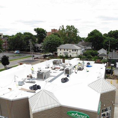 TPO Re Roof on split McDonalds/BP gas station.