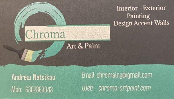 Professional business card of Chroma Art & Paint