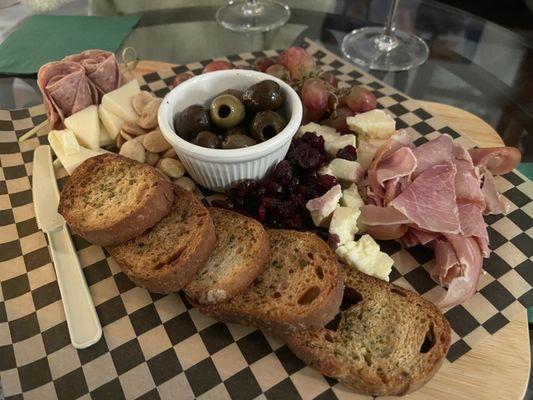 Meat and cheese charcuterie board