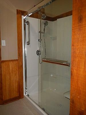 2015 NAHB 50+ Universal Design Gold Award Winner-walk-in shower in guest bath framed in cypress