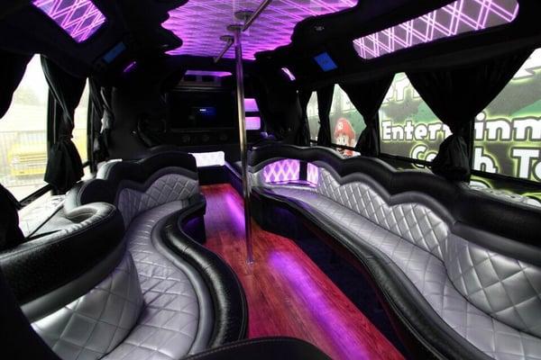 Party bus custom interior now available.