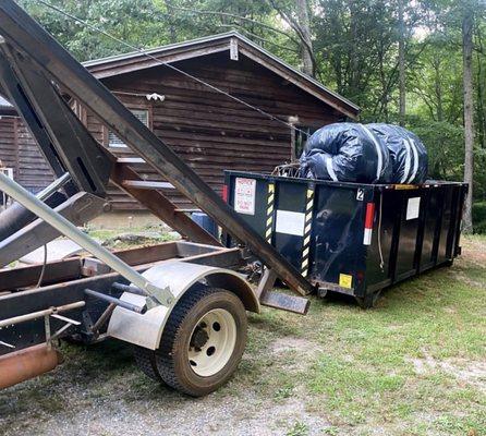 Client's backyard situation. If you need a dumpster for either residential and commercial needs, feel free to give us a call. :)