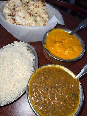 Garlic naan/Chicken Korma/Dal Makhani