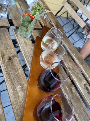 Wine flight on the patio