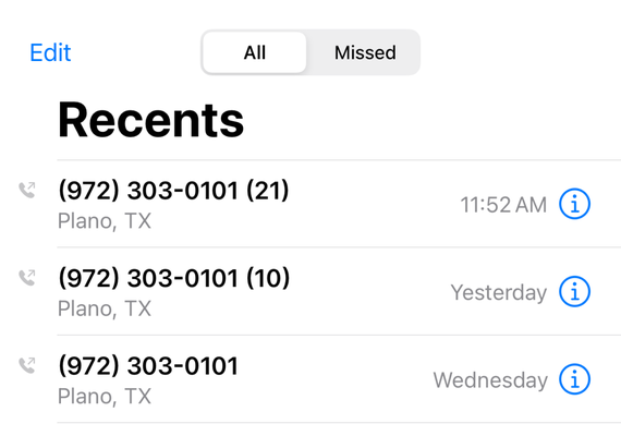 number of phone calls to schedule drive time during the window Randy told me to call.