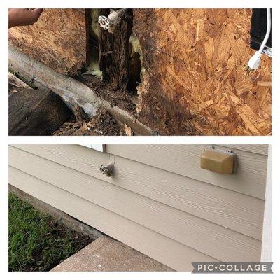 When a house doesn't have gutters and water runs down along a window for 15 years... Cornerstone Cowboys fixed it up thankfully.