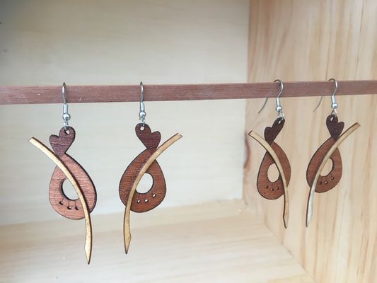 Walnut and Maple Lute Earrings