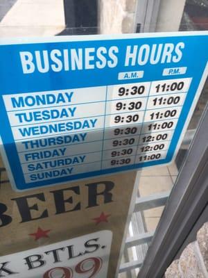 Store hours for Fast Stop