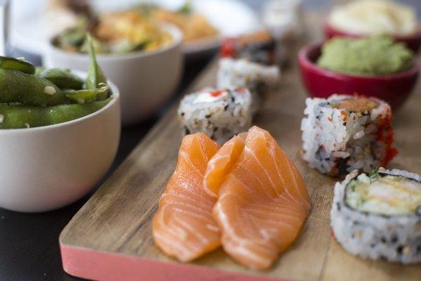 Sushi platter for office happy hour hors d'oeuvres