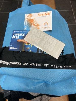 Free towel, bag and coupons to come back!