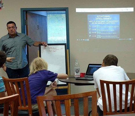 Teaching situational awareness during Summer Trip Camp.