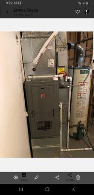 New high efficiency Furnace and Air Conditioner installation. Central A/C Furnace