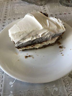 Chocolate delight pie (oops I took a bite before the pic)