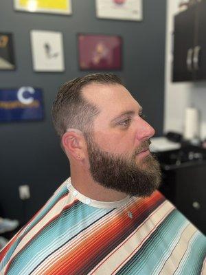 Side part and beard trim