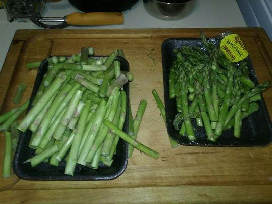 Two pack of asparagus. Still a lot of woody scrapes.