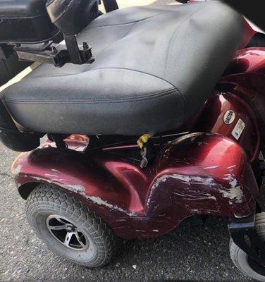 Customer owned power chair before repairs.