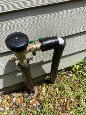 Newly installed PVC line and Pressure Release Valve