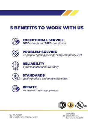 5 Benefits to work with us.