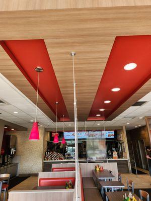 Restaurant interior soffit box re installation.