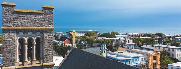 Aerial View overlooking the Washington Street Mall and Cape May Beaches