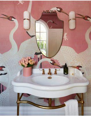 Gucci Heron Print Wallpaper in Pink