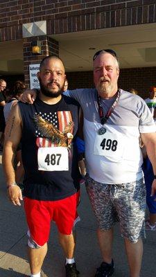 Son in law and Larry from Underground Fitness after our 5K in Hoisington Kansas on Labor Day 2016