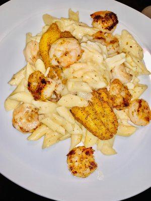 Fried Catfish & Shrimp Pasta #thechefjeffway