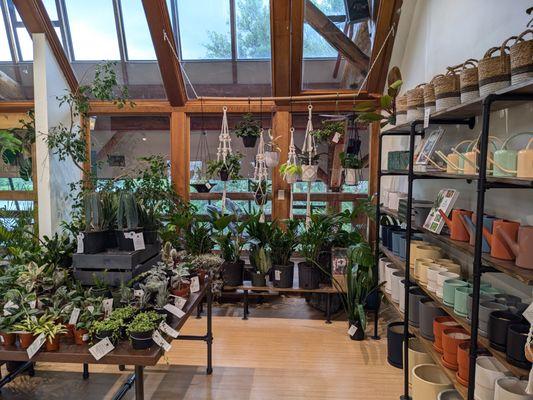 View from inside Verdant Plant Shop, upstairs in the Cedar Street Bridge in downtown Sandpoint, Idaho