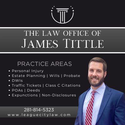 The Law Office of James Tittle is a general practice firm specializing in Wills, Probate, Estate Planning, and Personal Injury.