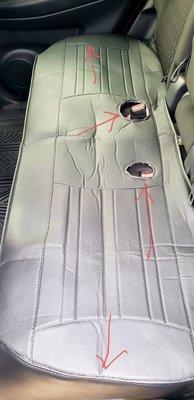 This is after the seat cover was shortened and holes made to expose my recessed seatbelt anchors.