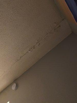 The ceiling that was flaking off on my bed.