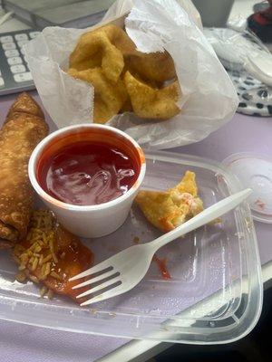 Krab Rangoons and egg roll