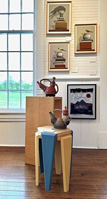 Interior view of Cottage Curator featuring work by James Carter, Christina Boy, Steve Palmer and Dabney Kirchman