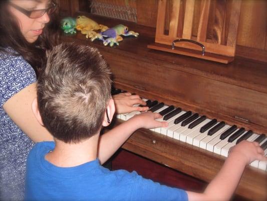 An adapted piano lesson.