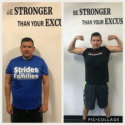 Jose has been very dedicated and is starting to tone up!