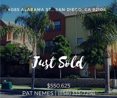 Congrats to the buyer I assisted on acquiring this off-market townhouse in the heart of North Park for below market price.