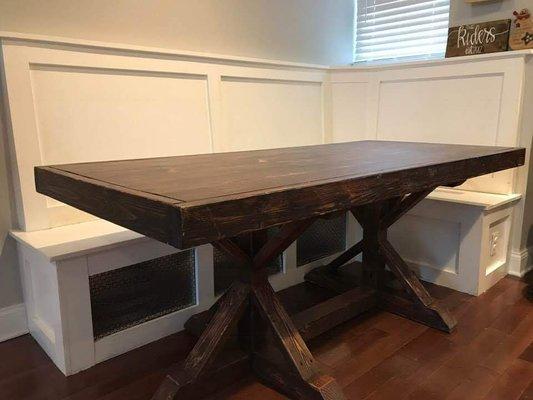 Breakfast nook and farm style table