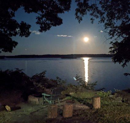 View of the lake at night