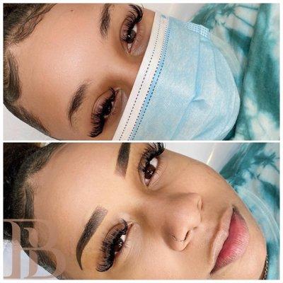 Beautiful makeup look semi natural powder brows