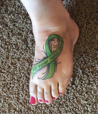 Non-Hodgkin's Lymphoma ribbon in honor of my husband.