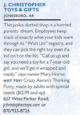 Southern Living Magazine 2011, Top 10 Toy Store in the South