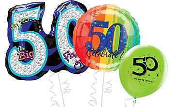 Wonderful balloon bouquets available for 50th Birthdays.