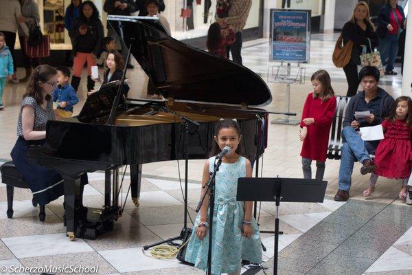 Singing student during her performance.