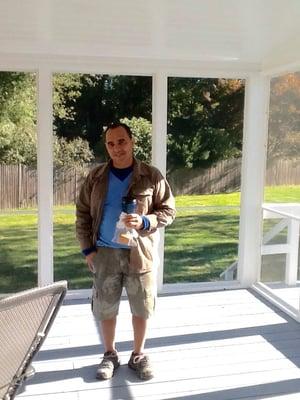 Vanildo from Atmosphere Paint and Plastering transformed my screen porch. He is the best painter on the planet. Ten Stars!