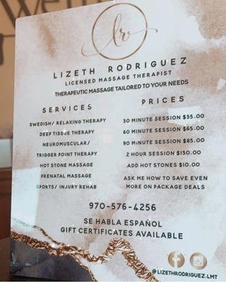 Price list