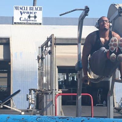 The Famous Muscle Beach where Bodybuilders workout outside